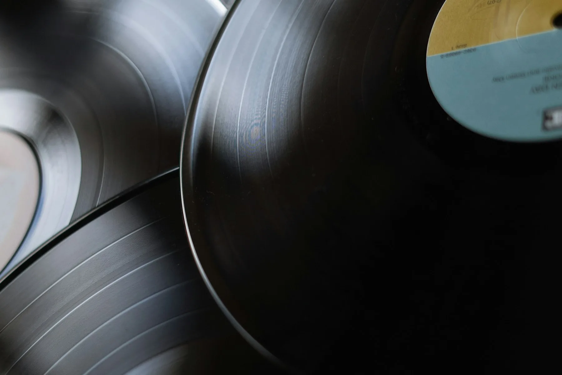 Extreme close up of vinyl record grooves