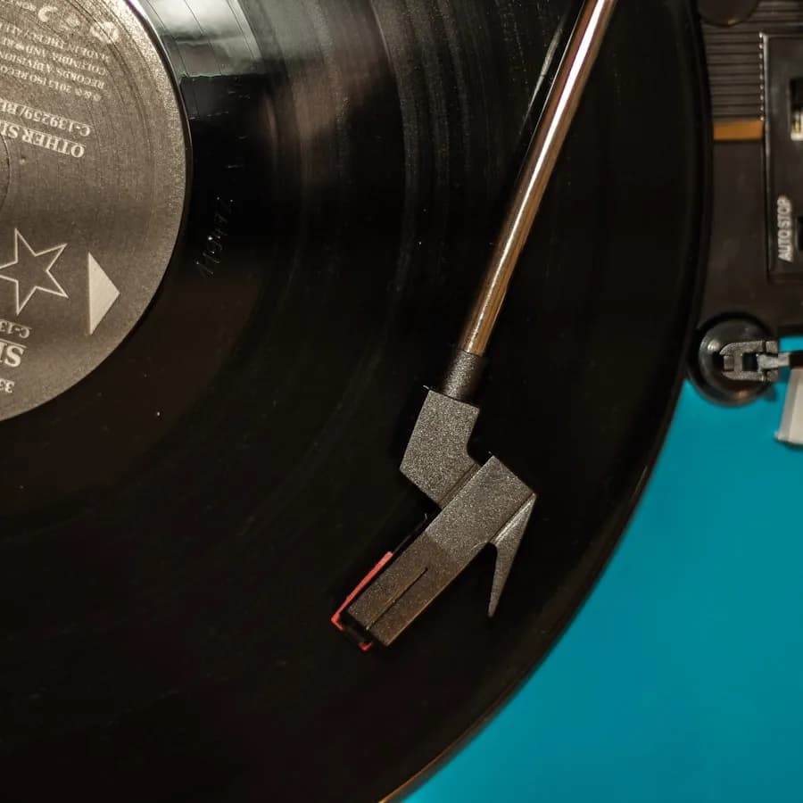 Cleaning a vinyl record with a brush